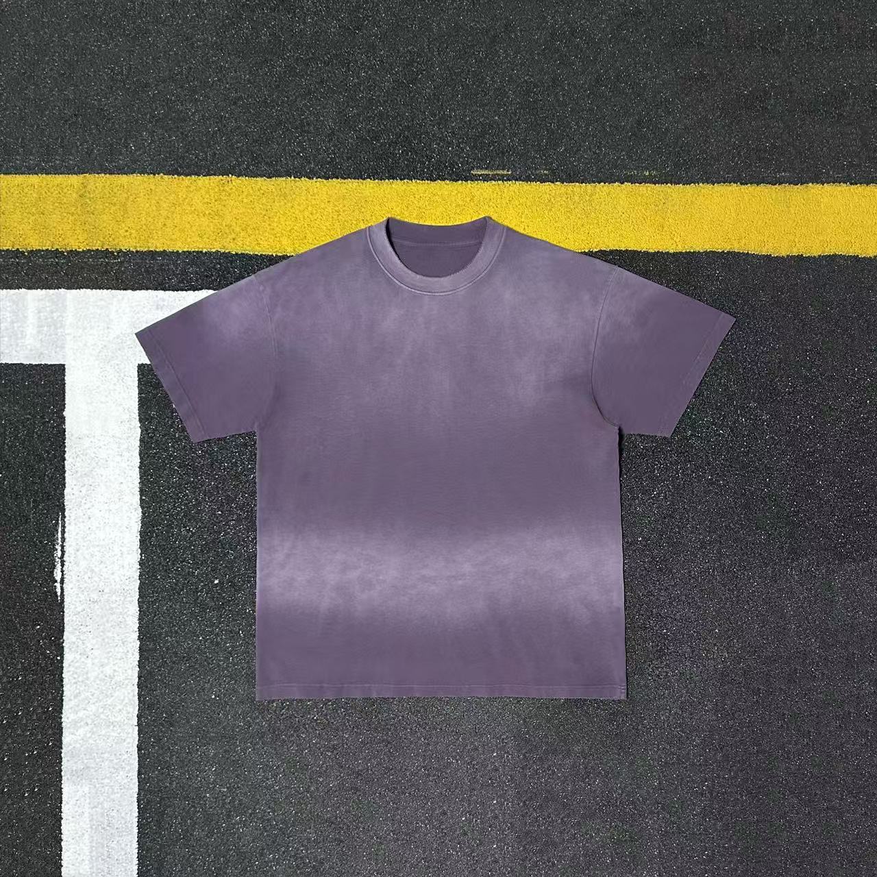 美式全棉渐变洗水短袖T恤男女宽松重磅做旧上衣