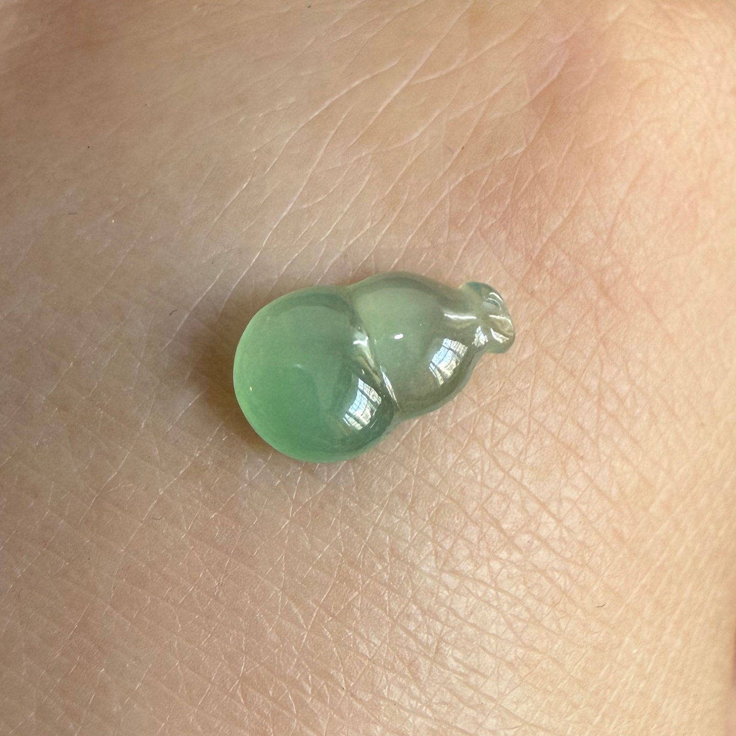 冰晴绿翡翠葫芦戒面 天然缅甸A货玉石饰品个性女款吊坠蛋面可镶嵌
