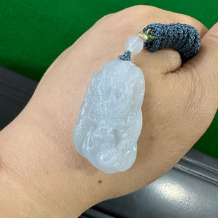 白冰龙牌翡翠吊坠 天然缅甸A货翡翠挂件生肖辰龙冰起胶个性毛衣链