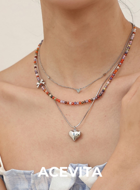 新中式时尚高级优雅串珠项链黄铜