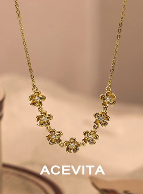 ACEVITA花朵法式复古轻奢风项链
