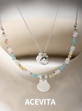 ACEVITA | 海贝 时尚欧美复古百搭贝壳海星串珠吊坠优雅小众项链