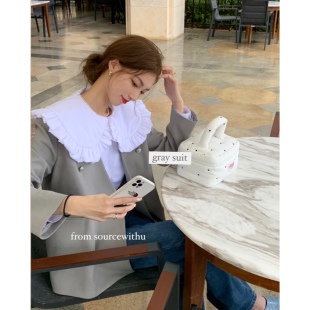 上班通勤外套 质感无领西装 SourceWithU 高级感灰调