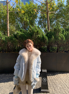 SourceWithU雪顶芭菲230克90新国标白鸭绒羽绒服女仿狐狸毛领外套