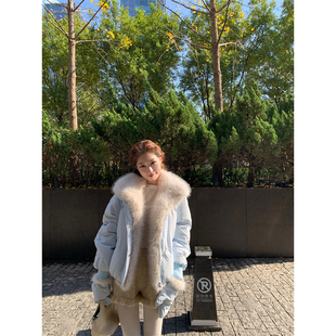 SourceWithU雪顶芭菲230克90新国标白鸭绒羽绒服女仿狐狸毛领外套