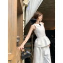 SourceWithU 大溪地珍珠 纯棉法式白色气质收腰上衣长款休闲裤女