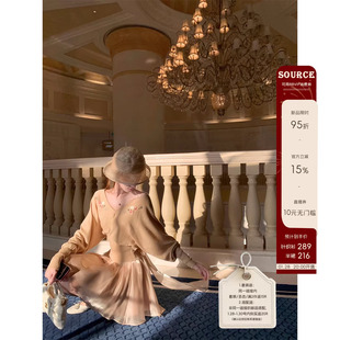 SourceWithU嘉芙列拉千金风3色绵羊毛刺绣蝴蝶结针织衫光感纱半裙