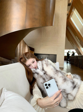 SourceWithU 韩女皮草 仿狐环保皮草马甲仿真芬兰狐狸毛立领外套