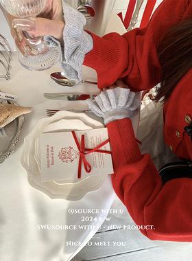 SourceWithU 冬日热红酒 2色花瓣领休闲百搭针织打底衫秋冬款内搭