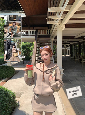 SourceWithU 韩女法则 78棉2色韩团同款花朵卫衣裙裤长裤休闲套装