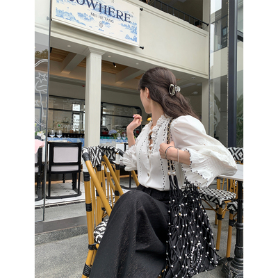 SourceWithU刺绣泡泡袖衬衫