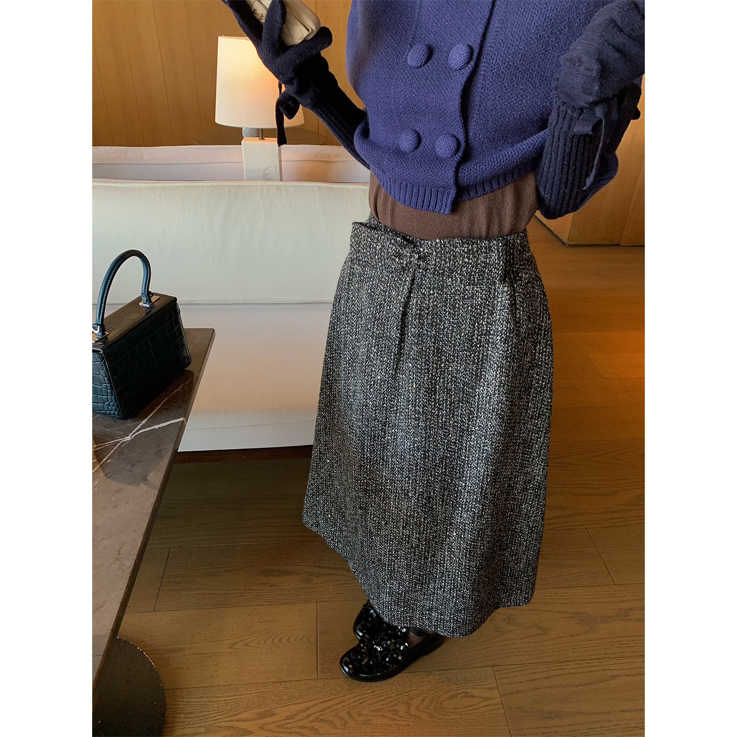 SourceWithU小香亮片蝴蝶结半裙