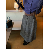 SourceWithU 中央公园 腰线绝美小香编织亮片细闪蝴蝶结半身长裙