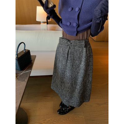 SourceWithU小香亮片蝴蝶结半裙