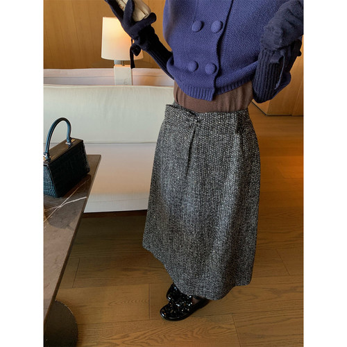 SourceWithU小香亮片蝴蝶结半裙