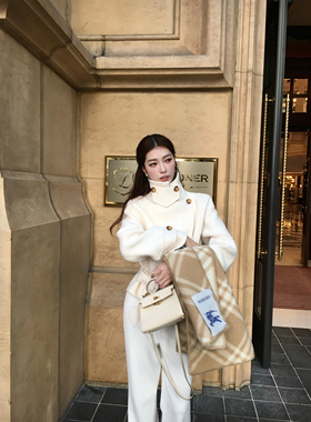 SourceWithU Chl*e法国骑士 2色枪驳领大衣法式高级感毛呢外套女