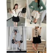 SourceWithU 遮肉显瘦半身裙 英蕾丝拼接蛋糕裙短款 本期劳模 3色元