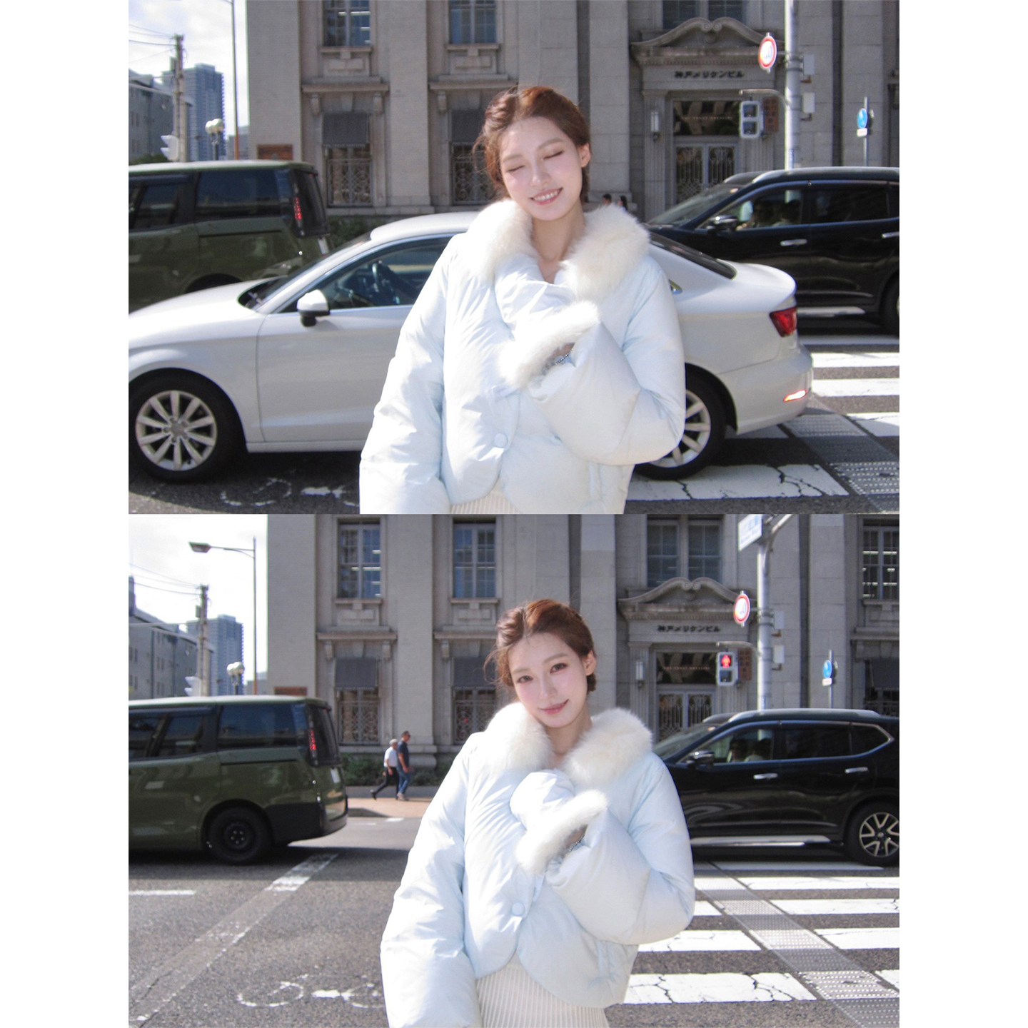 狐狸毛领保暖手套面包服