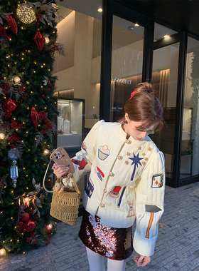 SourceWithU【绝版vtg】100棉节日氛围感刺绣棉服复古冬季短外套