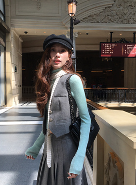 SourceWithU 伦敦钟楼 2色50羊毛马甲短裤百褶裙简约韩系秋冬穿搭