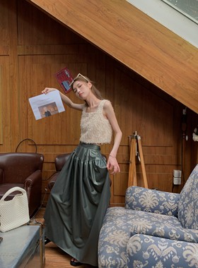 SourceWithU 碎钻流苏 细闪简约剪裁连衣裙背心温柔百搭上衣女夏