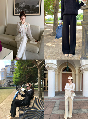 SourceWithU茉莉白兰地 绵羊毛柔软垂顺针织拖地裤秋冬款休闲裤