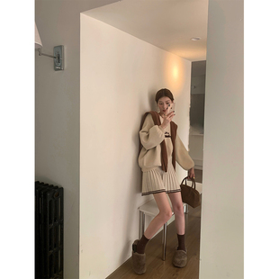 SourceWithU 艺高短裙 显瘦百搭韩妹针织百褶裙学院风短款半身裙