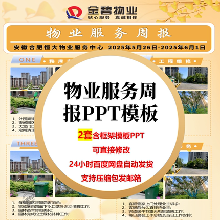 物业公司物业服务日报周报月报季报海报PPT模板物业服务宣传