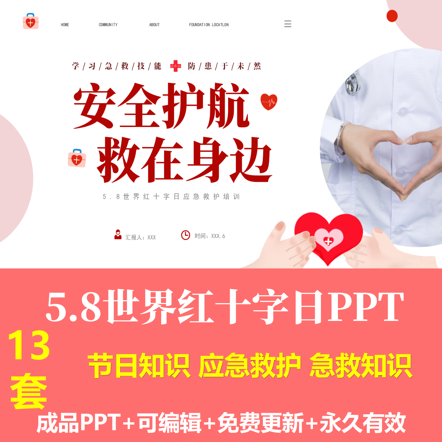 5.8世界红十字日应急救护知识培训PPT红十字基础知识日常急救知识