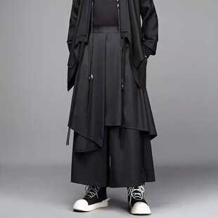 青年长裤 山本风不对称设计感阔腿裤 黑色男女宽松立体剪裁休闲春季