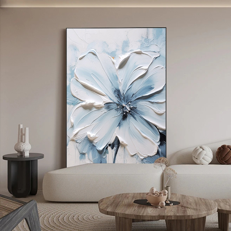 手绘油画花卉立体肌理画抽象手工挂画后现代简约客厅画走廊装饰画图片