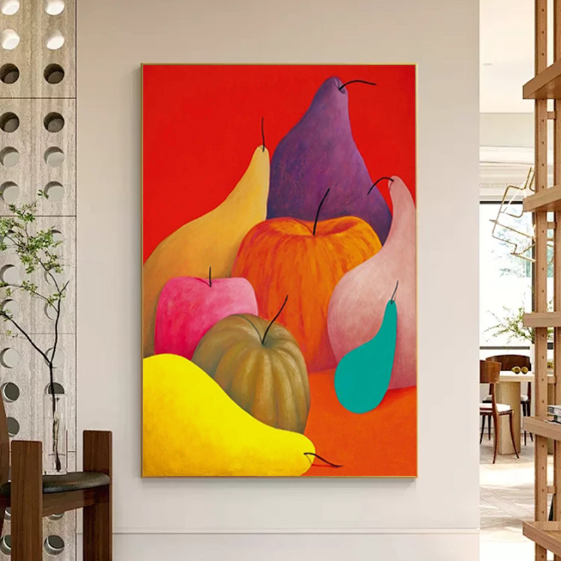 手绘油画水果静物系列抽象手工挂画后现代简约客厅画走廊装饰画图片