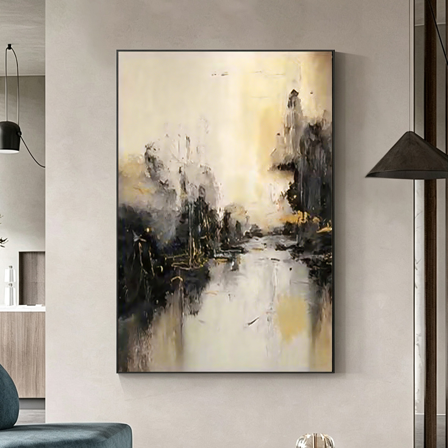 可班手绘油画盛景长安玄关挂画