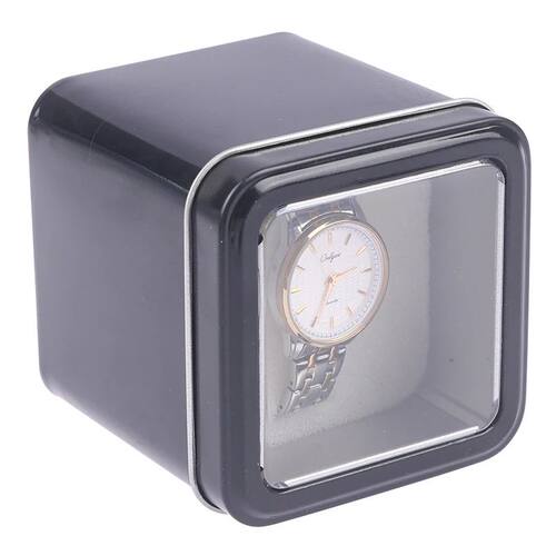 8CM Square Black Watch Organizer Box Show Holder Tinplate Ca