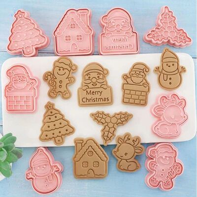 Christmas Cookie Cutter 3D Cartoon Press Fondant Durable Bak