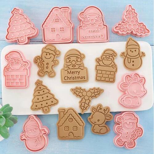 Christmas Cookie Cutter 3D Cartoon Press Fondant Durable Bak