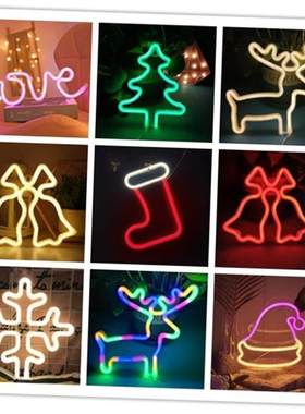 Christmas Decoration LED Neon Sign Light Love Deer Elk Bell