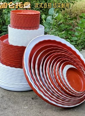 加仑花盆托盘圆形花卉绿植垫底落地可移动底托加厚耐用绿色接水盘