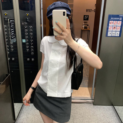 法式小资漂亮娃娃领泡泡袖衬衫女夏季2026新款别致很仙的开衫上衣
