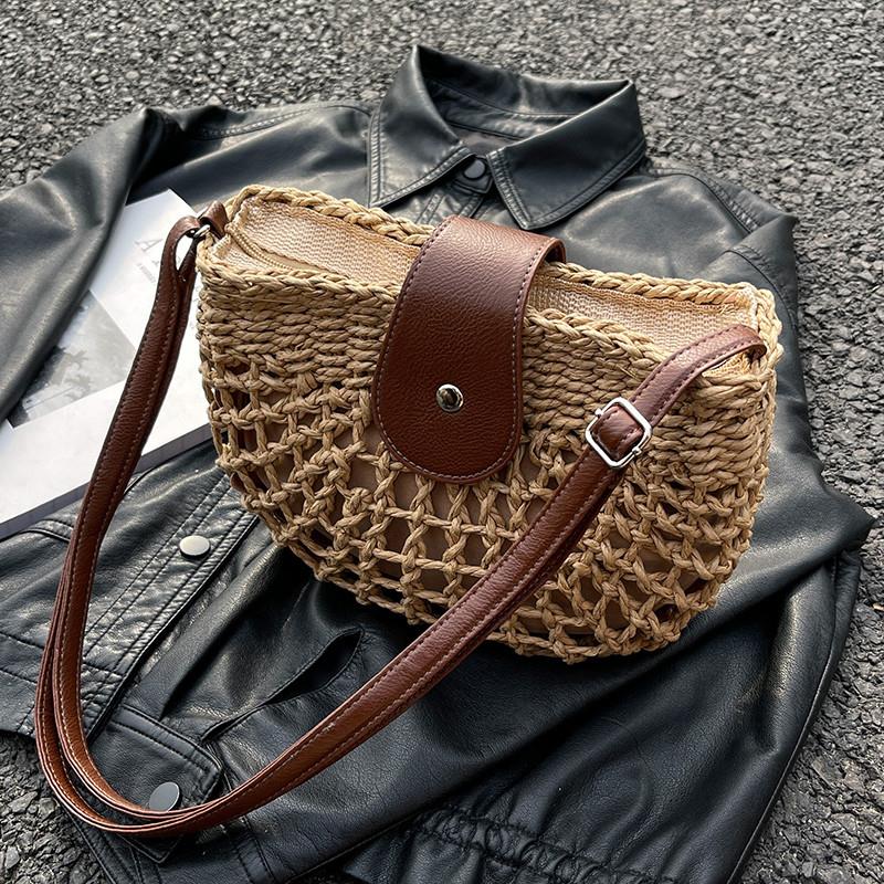 Lee Vsasi夏季小众草编包包女海边度假沙滩包斜挎单肩包腋下马鞍