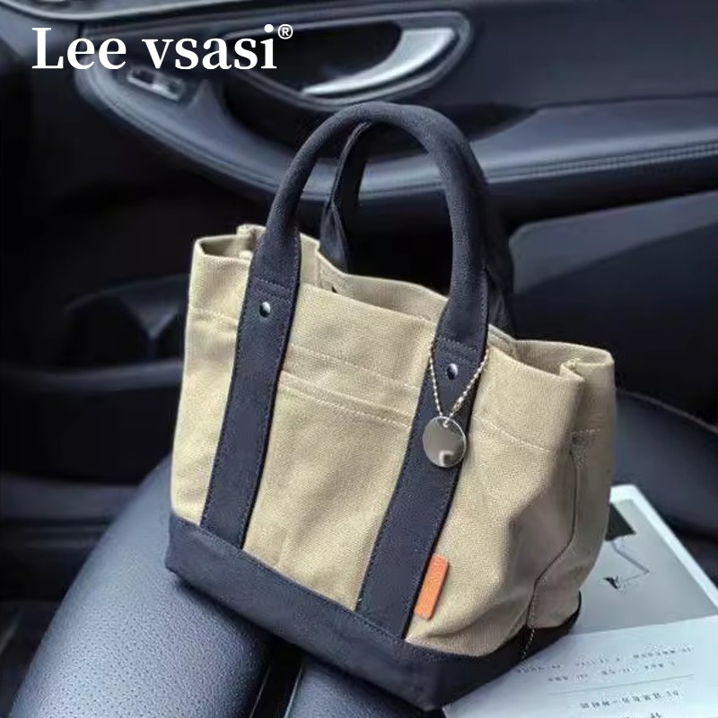 Lee vsasi高档帆布包多分隔手提袋2025新款日系上课手拎包托特包