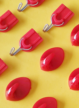 结婚喜庆小挂钩红色塑料小号U型强力承重墙壁壁挂免打孔收纳粘钩