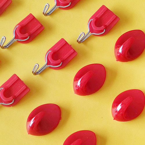 红色喜庆小挂钩满胶免打孔粘钩