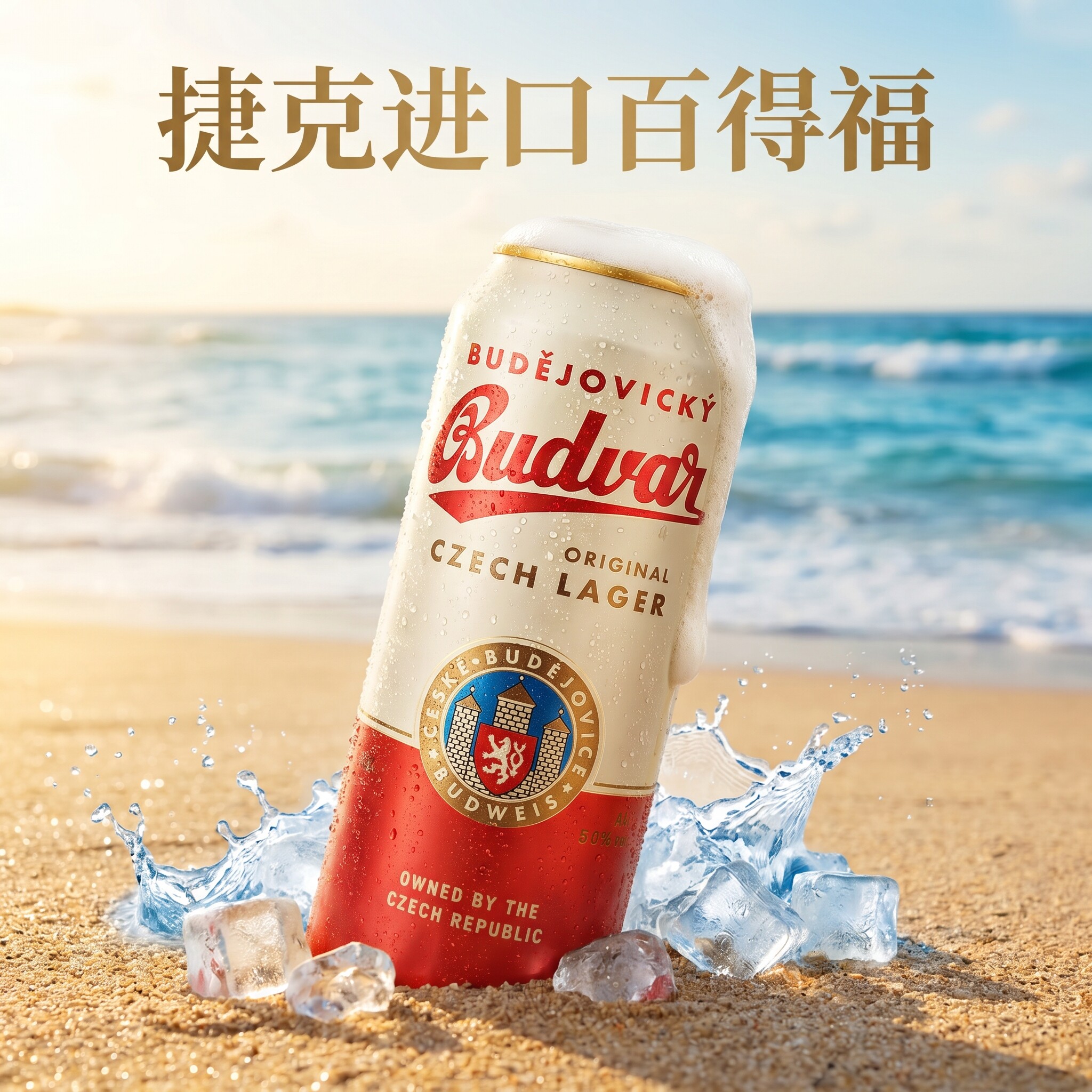 捷克原装进口百得福窖藏啤酒 Budvar500ml*24罐听装皮尔森整箱装