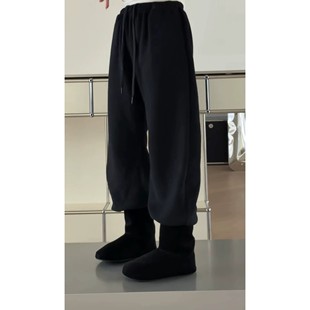 现货诗歌兰25冬现货8577运动风舒适街头抽绳休闲裤 加绒收口卫裤