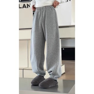 秒发诗歌兰582215潮流运动美式九分休闲裤加绒束脚卫裤女25秋冬新