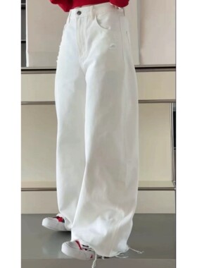 主推诗歌兰女装2026春款 55017休闲个性街头风破洞裤毛边牛仔裤女