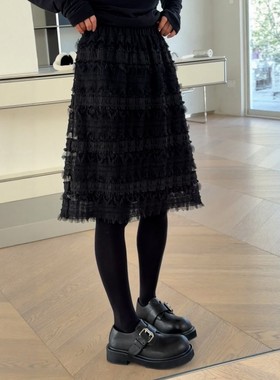 现货主推诗歌兰H80300蛋糕裙氛围感显瘦中长半裙欧货2025冬季新款