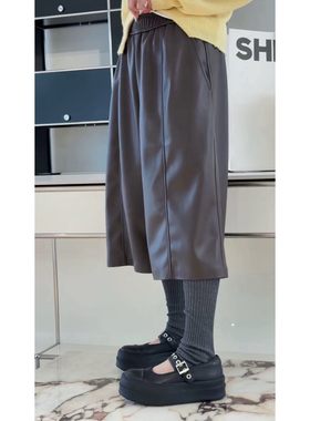 秒发诗歌兰88A522小众百搭设计感植物蛋白皮七分裤皮裤女2026春季