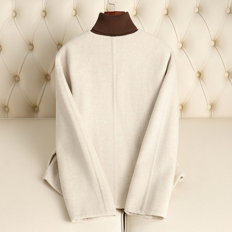 2025秋冬新款双面羊毛大衣短款感小个子毛呢外套女小香风外套